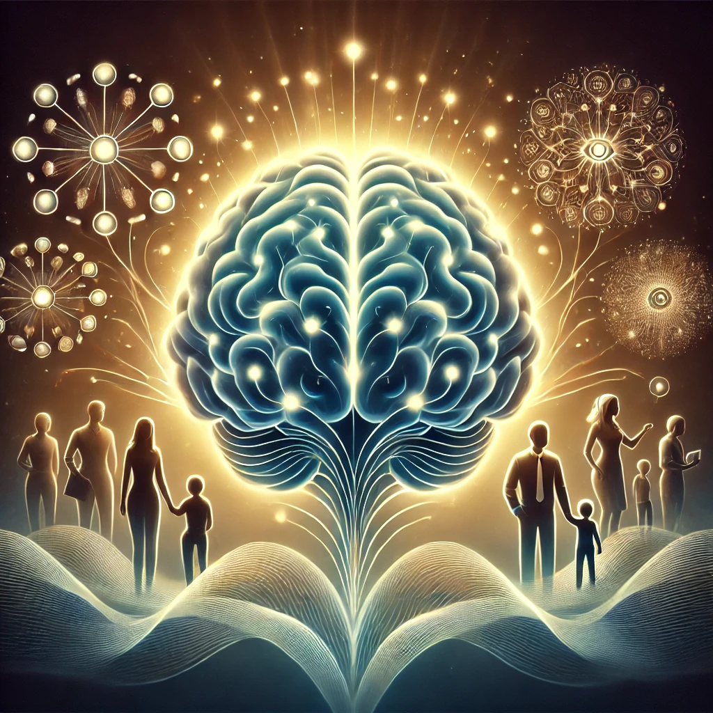 A conceptual image illustrating the invisible influence of soft power, showing a glowing brain emitting waves that shape interactions within families and society.
Soft Power, Influence, Mind Influence, Family Dynamics, Leadership, Society, Ethical Persuasion, Conscious Influence
