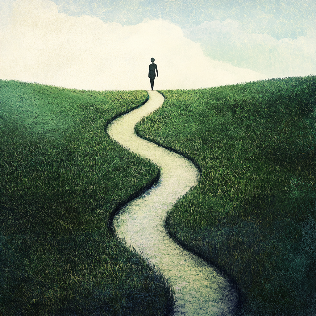 A person navigating a path with clear boundaries on either side, symbolizing the balance between freedom and responsibility.
 Demarcating Boundaries, Avoiding Pitfalls, True Freedom, Responsibility, Self-Control