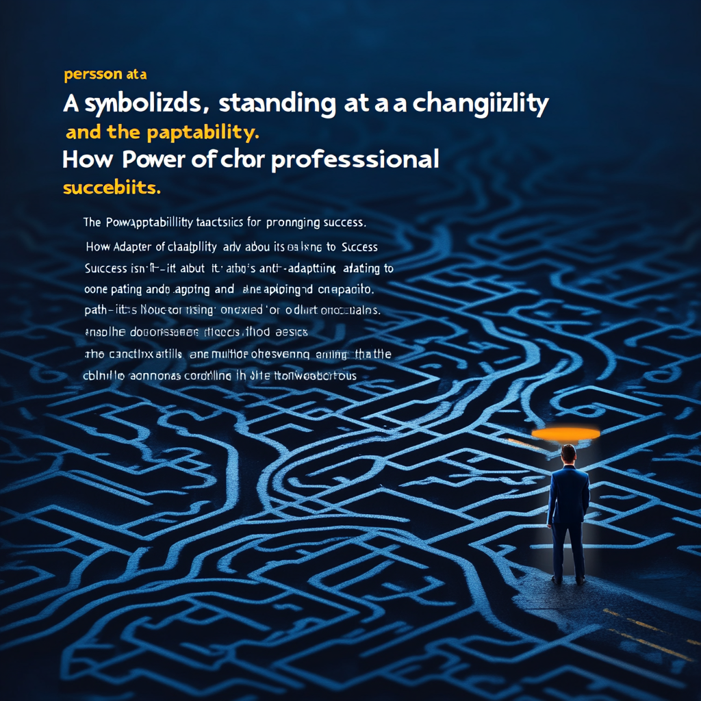 "A person standing at a crossroads, symbolizing adaptability and the power of changing tactics for Adaptability in business
Changing tactics for success
Professional adaptability
Risk management and success
Innovation and business success success."