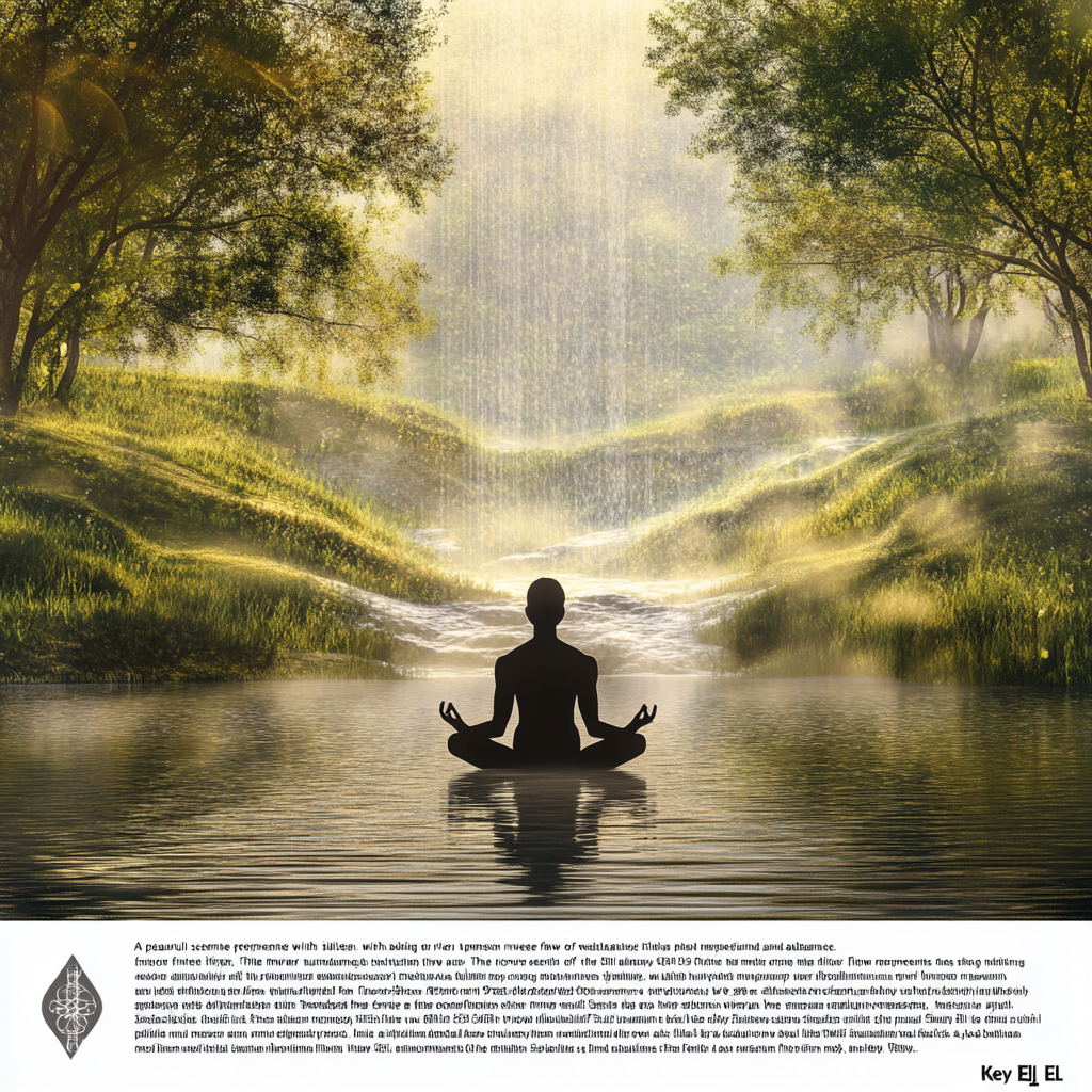 “A person meditating by a flowing river symbolizing the free flow of money and abundance, representing the emotional detachment from wealth and attracting financial freedom.” Breaking connection with money Attracting abundance Financial freedom Mindset shift Law of attraction Money detachment Abundance mindset Self-worth and wealth Gratitude and generosity