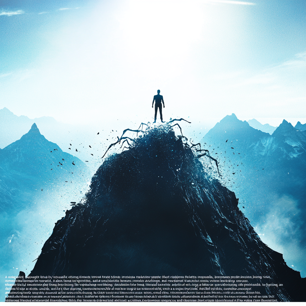 A visionary professional breaking free from traditional barriers, symbolizing unexpected success through professional psychology principles. Professional psychology, success mindset, innovation, breaking conventions, resilience, cognitive flexibility