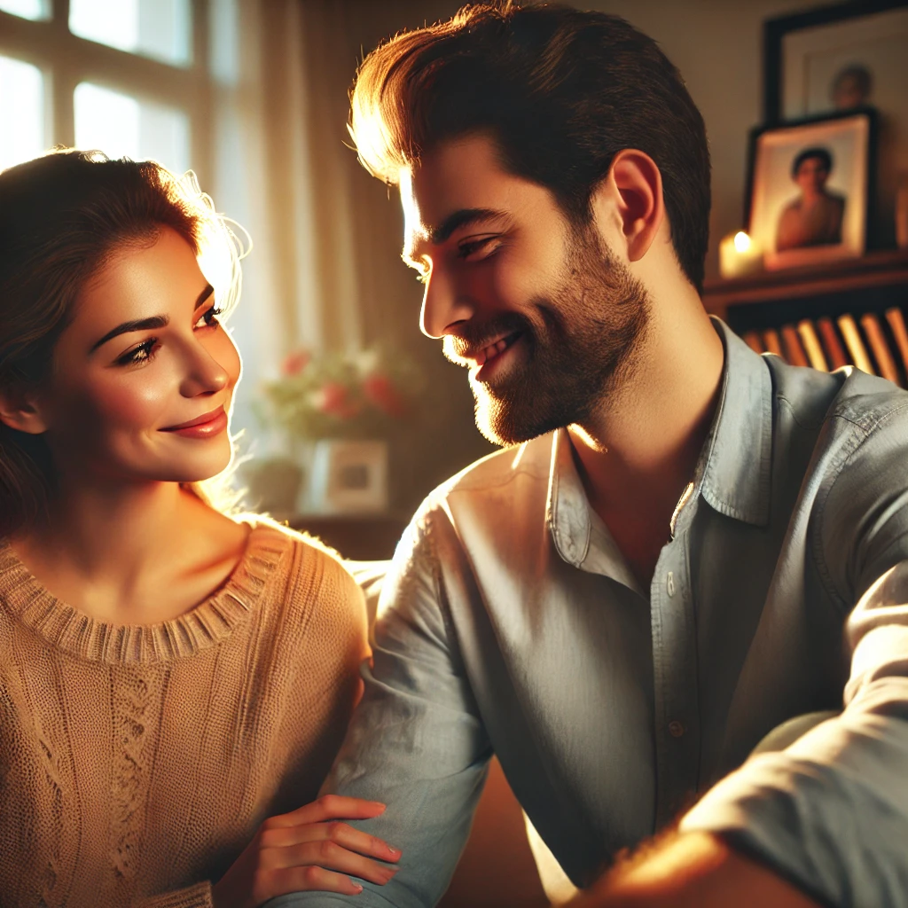  A loving couple engaged in deep conversation in a cozy living room, symbolizing conscious dealings in relationships.
Conscious dealings between couples, marital harmony, relationship growth, emotional intelligence in marriage.