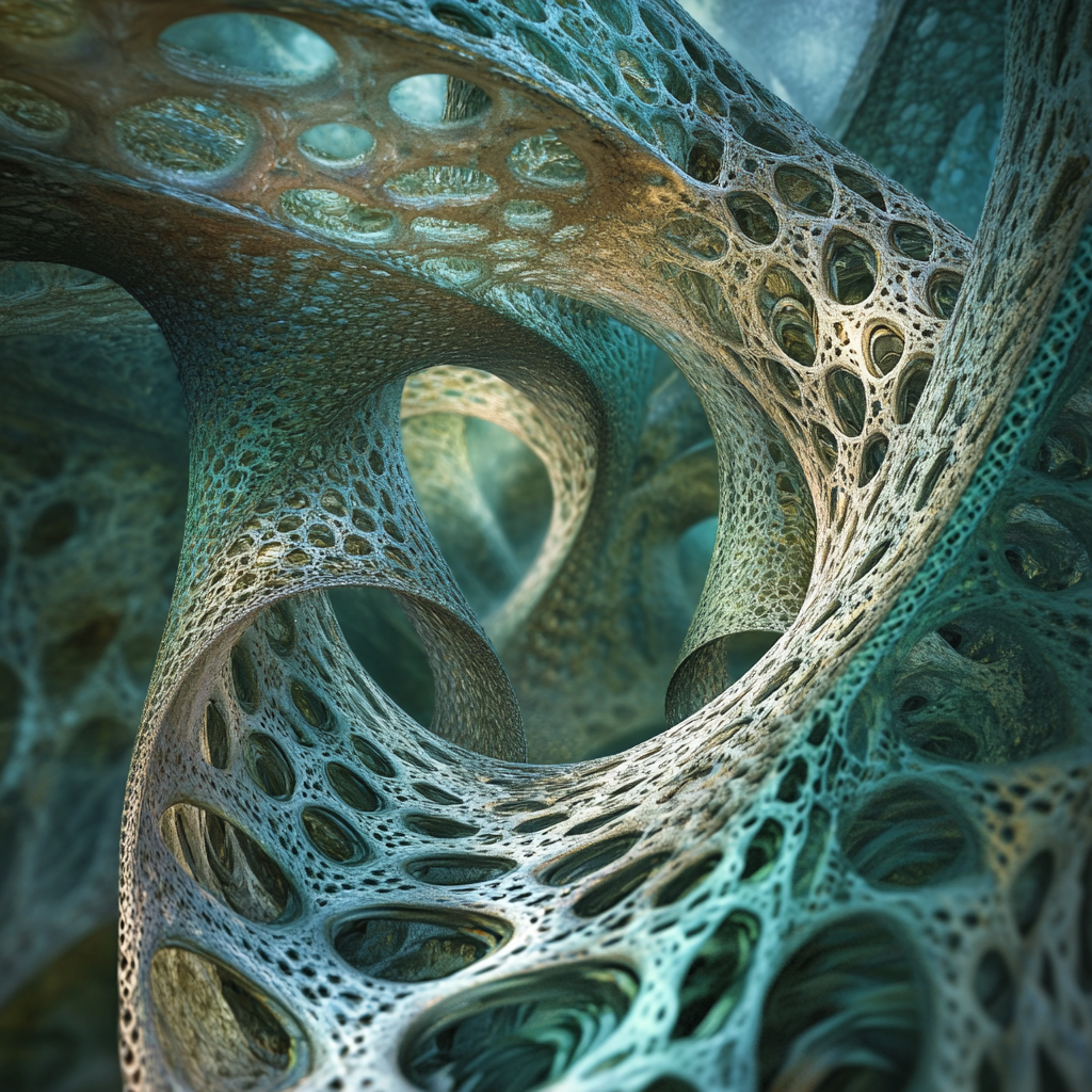 Intertwined geometric and organic paths symbolizing the relationship between logic and submission. Logic and Submission Reason vs Faith Divine Will Acceptance Surrender Philosophy of Religion Science and Spirituality Finding Balance Spiritual Growth