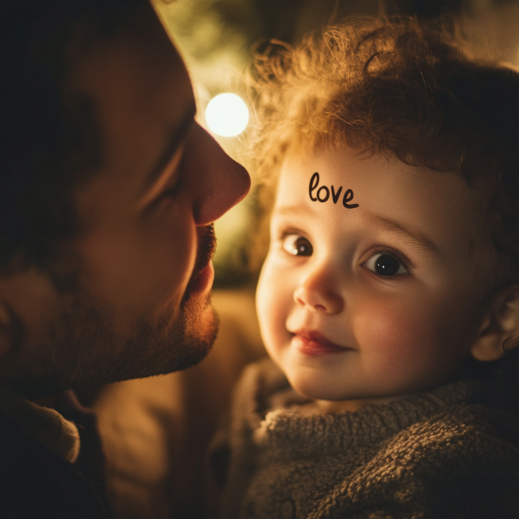 Parent signing "love" to child. Family Harmony