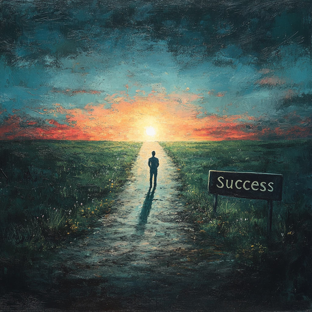 A person standing at a crossroads, choosing the path toward success, symbolizing the journey to unlocking the professional secret for career growth and success. Professional Secret, Success in Your Specialty, Mindset, Emotional Intelligence, Networking, Risk-taking, Career Growth, Professional Development, Unlock Your Potential, Lifelong Learning