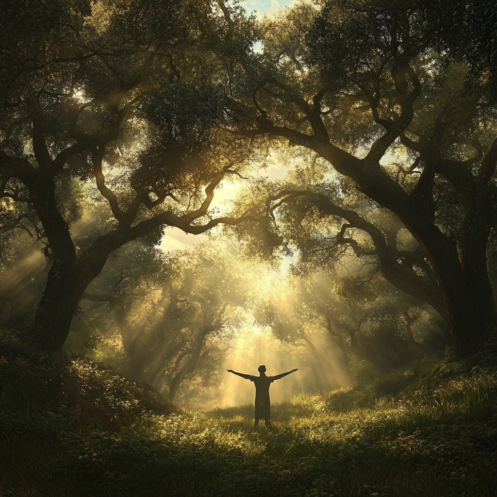 A person standing with arms outstretched in a peaceful natural setting, embracing the concept of energy tolerance, forgiveness, and spiritual growth. Energy Tolerance, Spiritual Growth, Forgiveness, Understanding, Inner Peace, Compassion, Empathy, Emotional Healing, Personal Transformation, Spiritual Energy, Personal Growth, Positive Vibes, Mindfulness