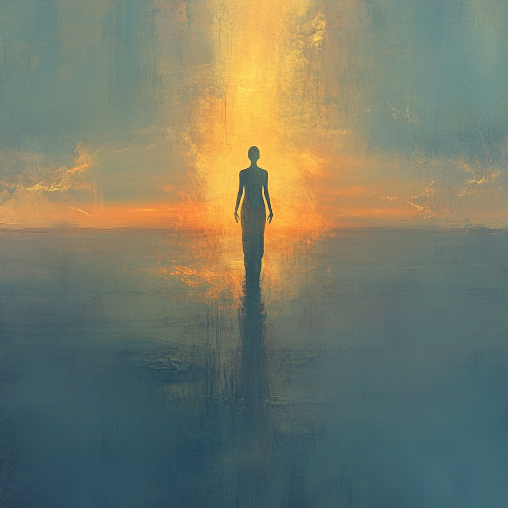 A person embracing self-love, standing confidently under a sunrise, representing personal growth, success, and inner peace. Self-love, personal growth, empowerment, success, mental health, spirituality