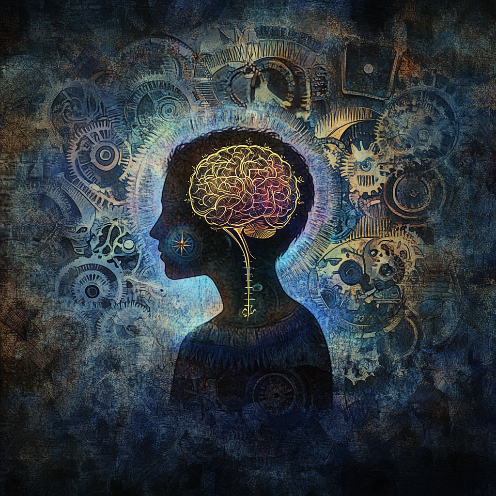 An abstract representation of conscience, with glowing light surrounding a brain or heart, symbolizing the shaping of our actions through values, self-awareness, and societal influences. Conscience, moral compass, values, self-awareness, personal growth, ethics, societal change