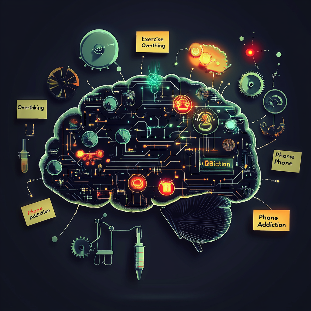 Digital brain reprogramming with circuits and gears representing habit change in a mental lab environment. Habit Lab, habit reprogramming, behavior change, mental programming, self-development