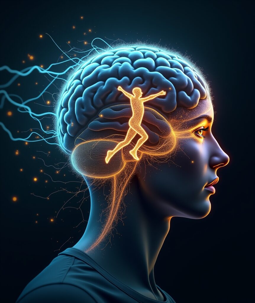 Stylized brain glowing with energy, connected by light lines to an athletic human silhouette, symbolizing the mind's control over physical performance and the importance of mental training in sport." • Primary Keywords: o Mind Sport o Mental Preparation Sport o Cognitive Training Athletes o Sports Psychology Performance o Mind-Body Connection • Secondary Keywords: o Peak Performance Psychology o Mental Resilience Sport o Athletic Mental Toughness o Neuroscience of Sport o Visualization for Athletes o Flow State Sport o Emotional Regulation Athletes o Growth Mindset Sport o Prefrontal Cortex Sport o Sports Strategy o Unseen Arena Sport • Long-Tail Keywords: o How mental training improves athletic performance o Benefits of mind sport before physical training o The role of sports psychology in elite athletes o Neuroscience behind mental preparation in sport o Why emotional regulation is crucial for athletes o Mental toughness exercises for competitive sports o Understanding the flow state in athletic competition o Developing a growth mindset for sports success o Ancient wisdom on mind-body harmony in athletics