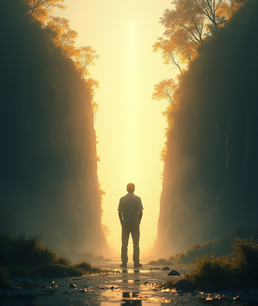 A person pushing against an invisible mental ceiling, symbolizing the breakthrough of self-imposed financial limits and embracing abundance." mental income ceiling, financial freedom, money mindset, limiting beliefs, breaking barriers, abundance mindset, financial growth, self-sabotage, wealth psychology.