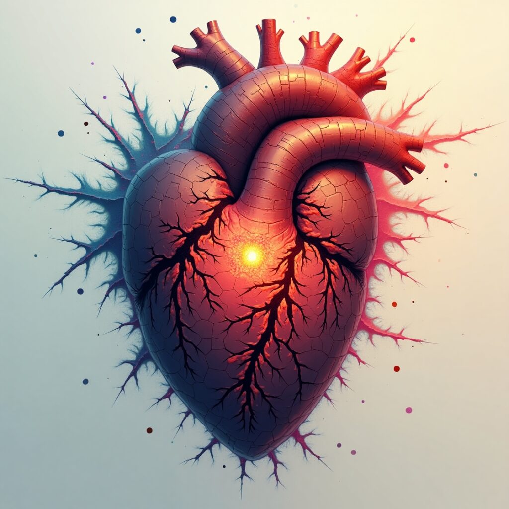 A stylized human heart composed of vibrant, shifting, and interconnected kaleidoscope patterns, with dark, jagged pieces slowly transforming into smooth, bright ones, symbolizing the reengineering of emotions. • Keywords: emotional intelligence, reengineering emotions, empathy, compassion, emotional regulation, inner transformation, authentic connection, personal growth, human relationships, self-mastery.