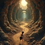 A wide shot of an intricate ant colony network underground, with some tunnels clearly leading to successful food sources and others appearing to be dead ends or collapsed. A single ant stands at a crossroads, hesitant, looking down one path. • Keyword: Ant colony decisions, path of least resistance, exploring risk, unseen challenges.