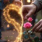 A split image contrasting a fleeting, sparkling "love spark" on the left with two hands carefully tending a healthy plant on the right, symbolizing the transition from initial infatuation to nurtured, lasting love. • Keywords: Love management, lasting connection, healthy relationships, romantic myth, relationship advice, conscious love, emotional intelligence, communication skills, attachment theory, long-term love.